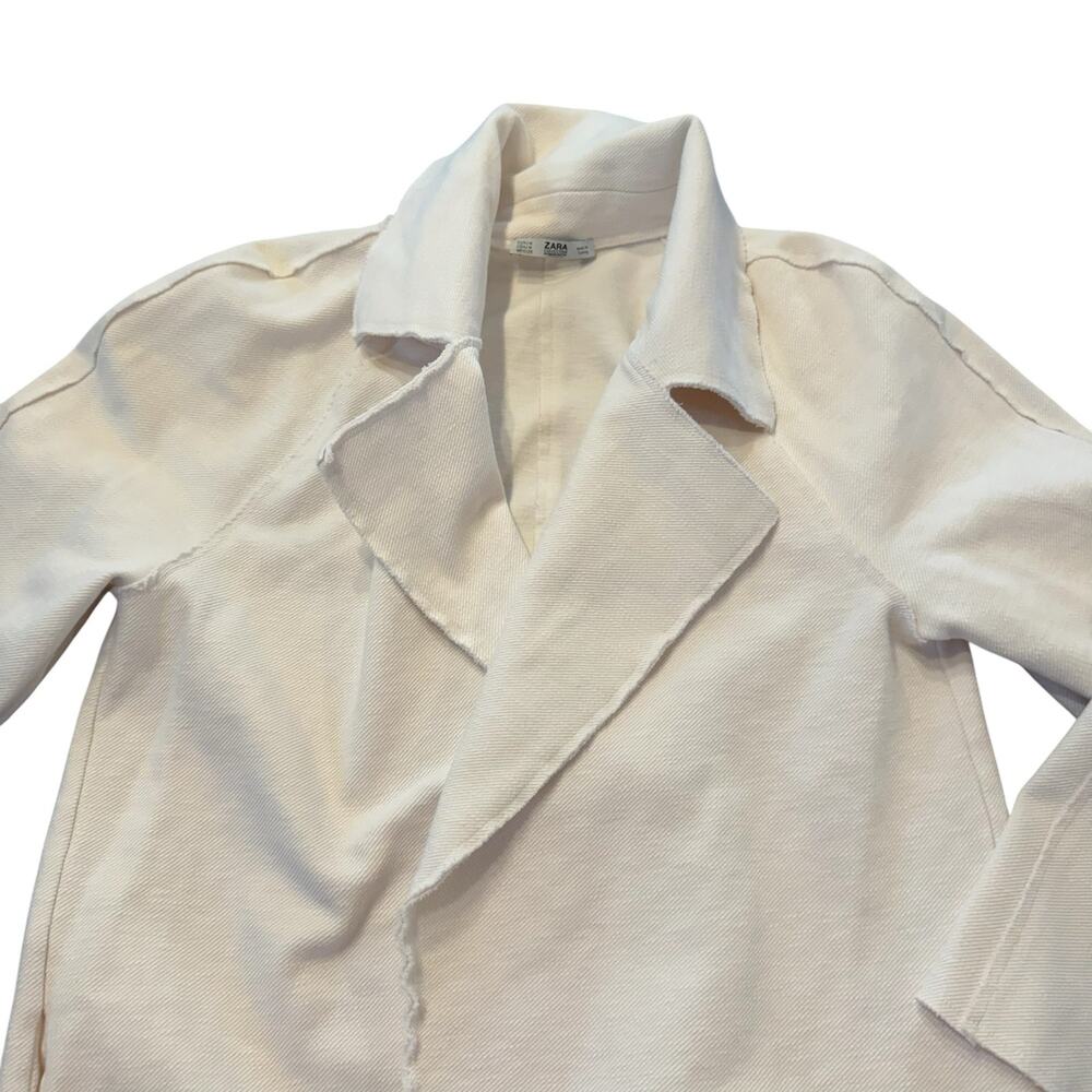 Zara Ladies cream oversized for long length jacket, cotton blend, raw hem, US M